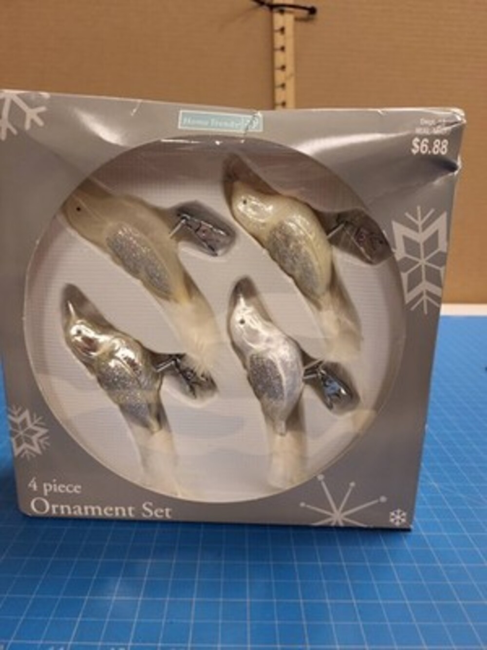 Home Trends Ice Collection Bird Ornament Set 4 Piece Glass Germany Clip On Tree